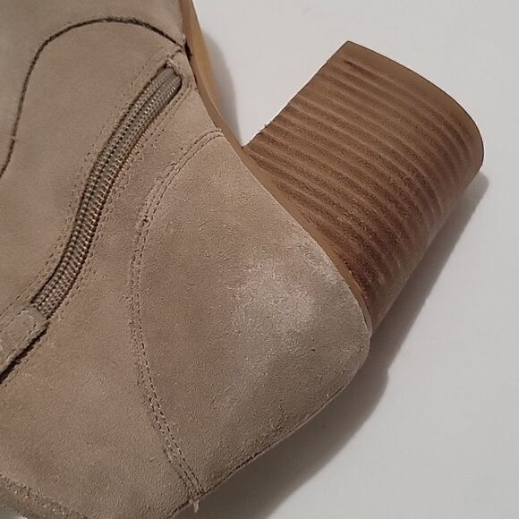 Crown Vintage Frankie Suede Peep Toe Stacked Heel Boots - Picture 5 of 8